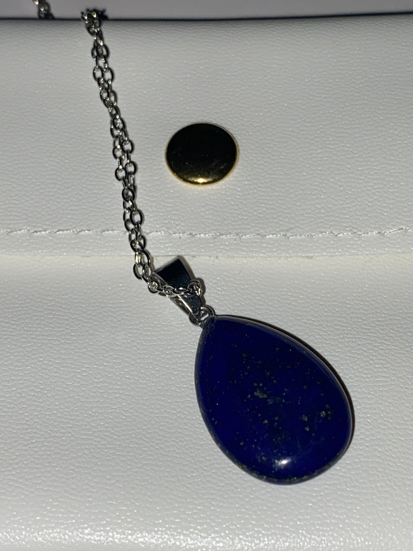 Lapis Lazuli Pendant Necklace | Plated Silver Chain