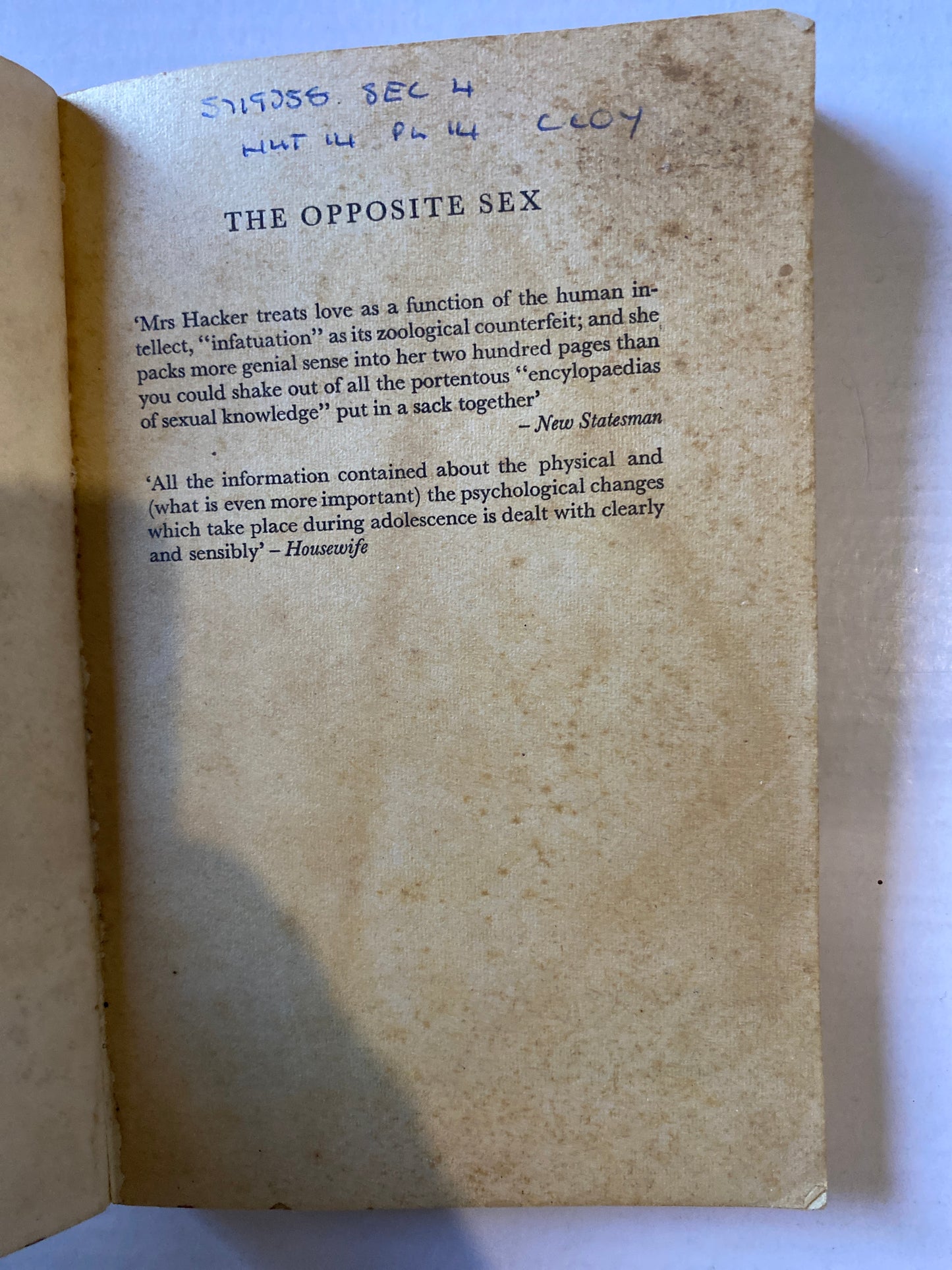 The Opposite Sex by Rose Hacker 1st Australian Edition 1970
