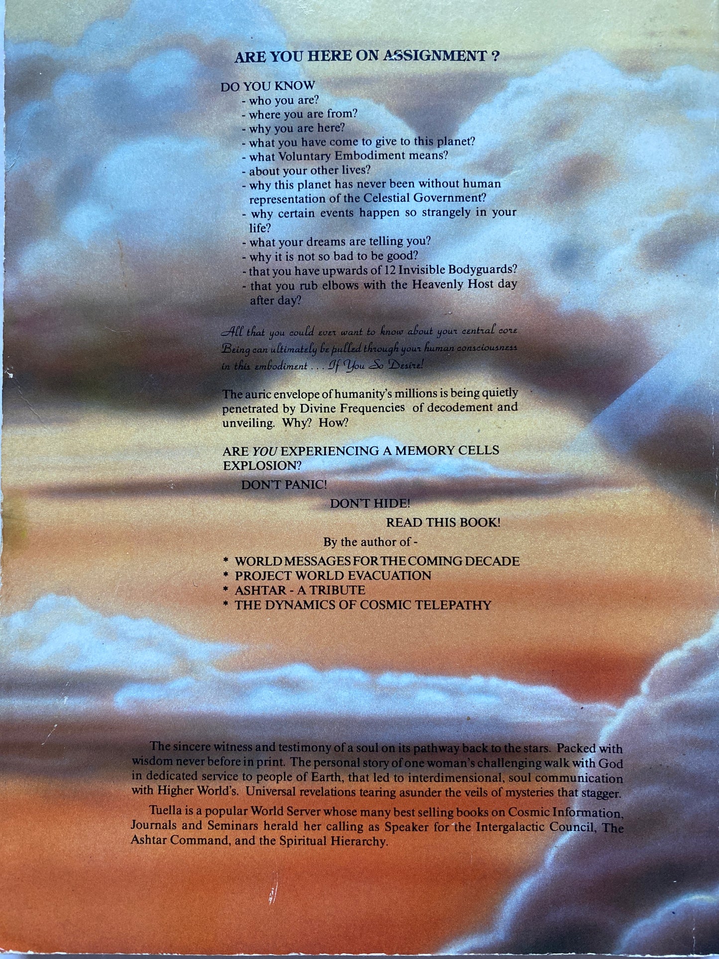 On Earth Assignment by Tuella (Thelma Terrell) 1988 first edition from Guardian Action International — a small independent press