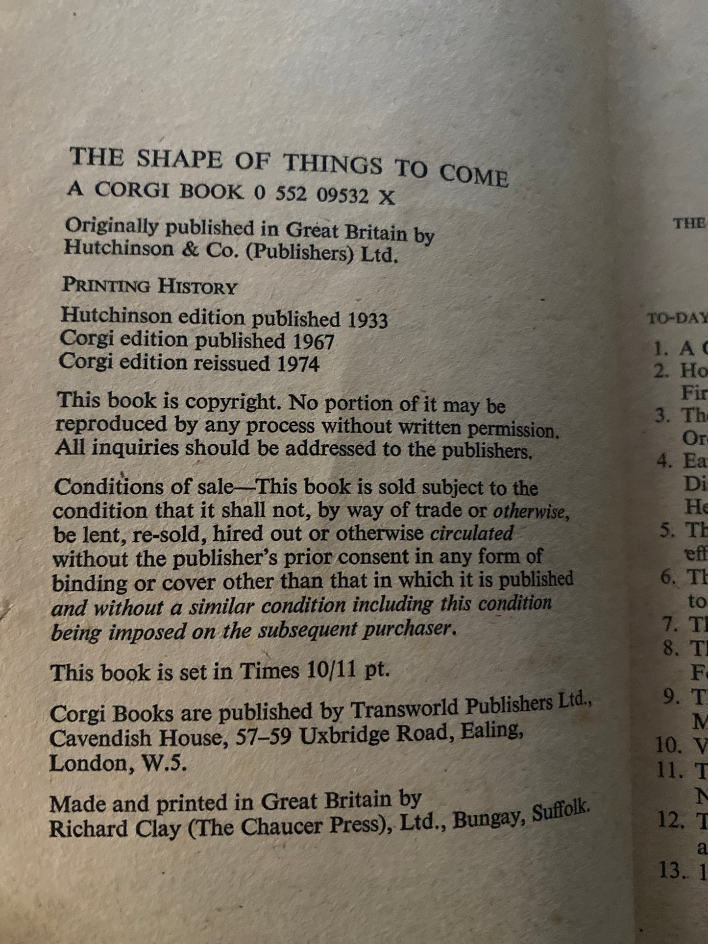 The Shape of Things to Come by H. G. Wells