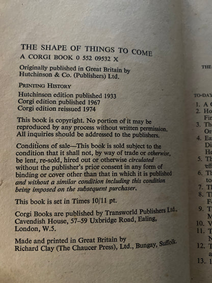 The Shape of Things to Come by H. G. Wells