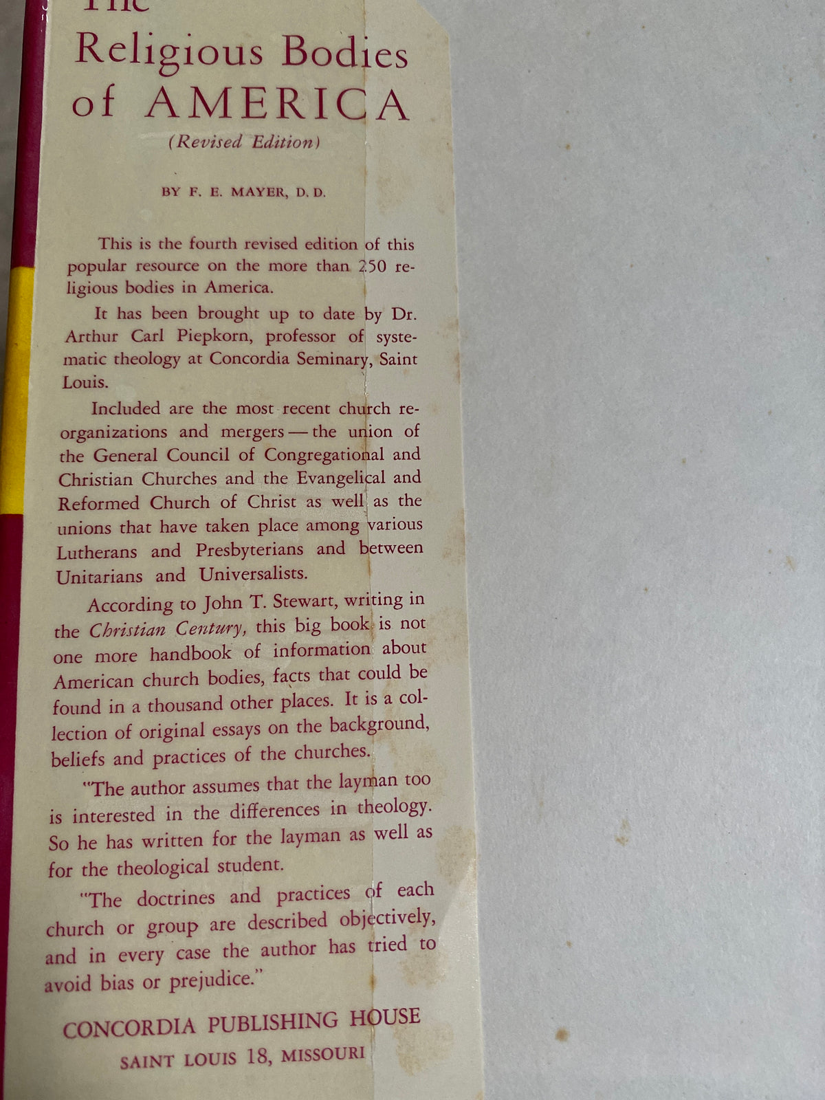 The Religious Bodies of America – F. E. Mayer | 1961 Hardcover