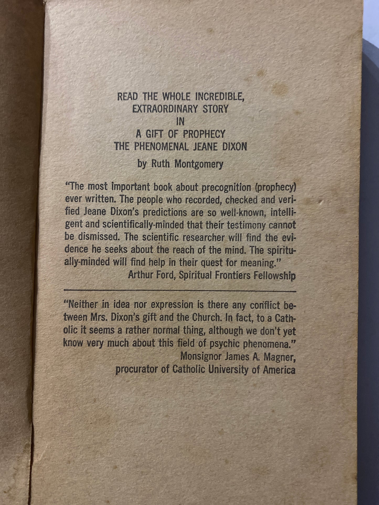 A Gift of Prophecy by Ruth Montgomery Vintage 1966 Collectable
