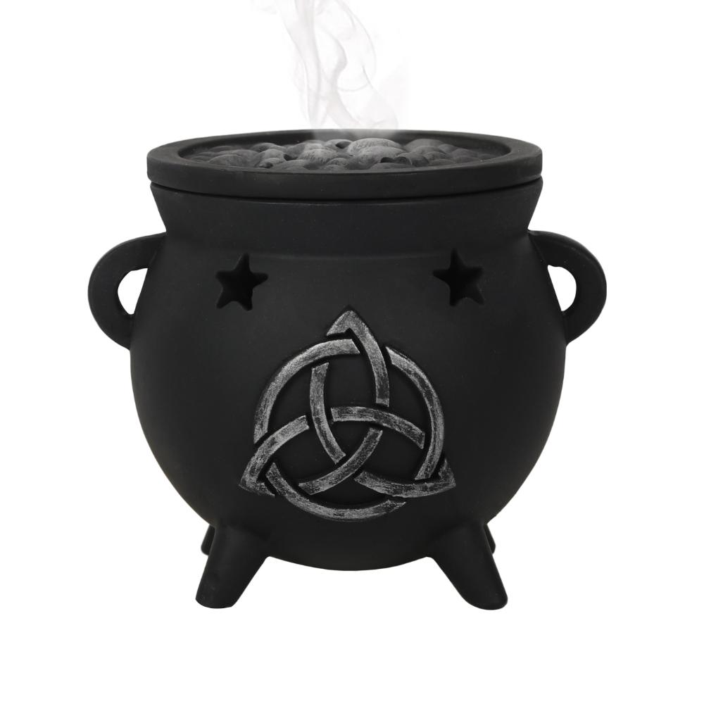 Triquetra Cauldron Incense Cone Burner with Removable Lid