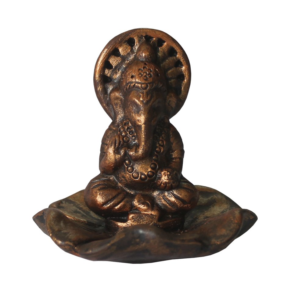 Ganesh Clay Incense Burner – Antique Bronze-Look Finish