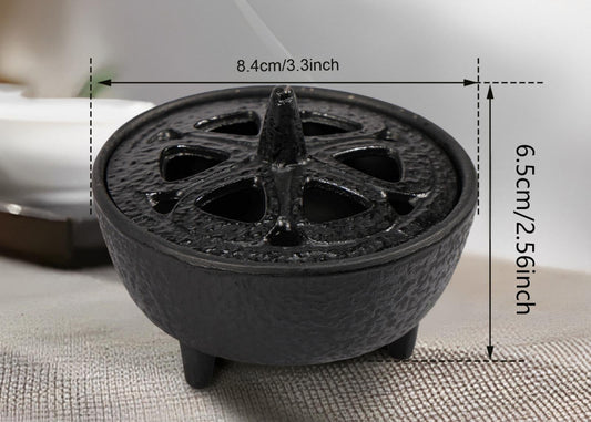 Rustic style Cast Iron Classic Tripod Incense Burner Holder Black Cauldron NEW Bonus Incense