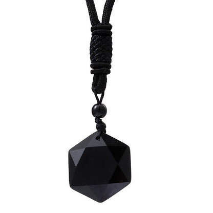 Translucent Ice Obsidian style Hexagram Necklace male or female