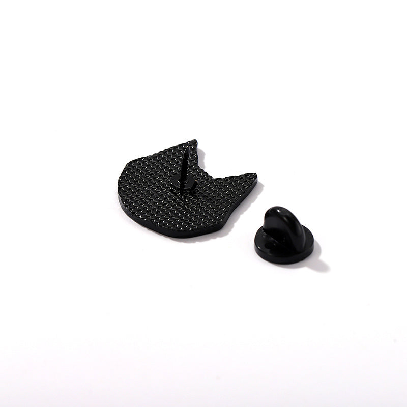 Sitting Black Cat Enamel Pin - Handmade Retro Brooch Badge
