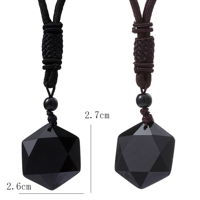 Translucent Ice Obsidian style Hexagram Necklace male or female