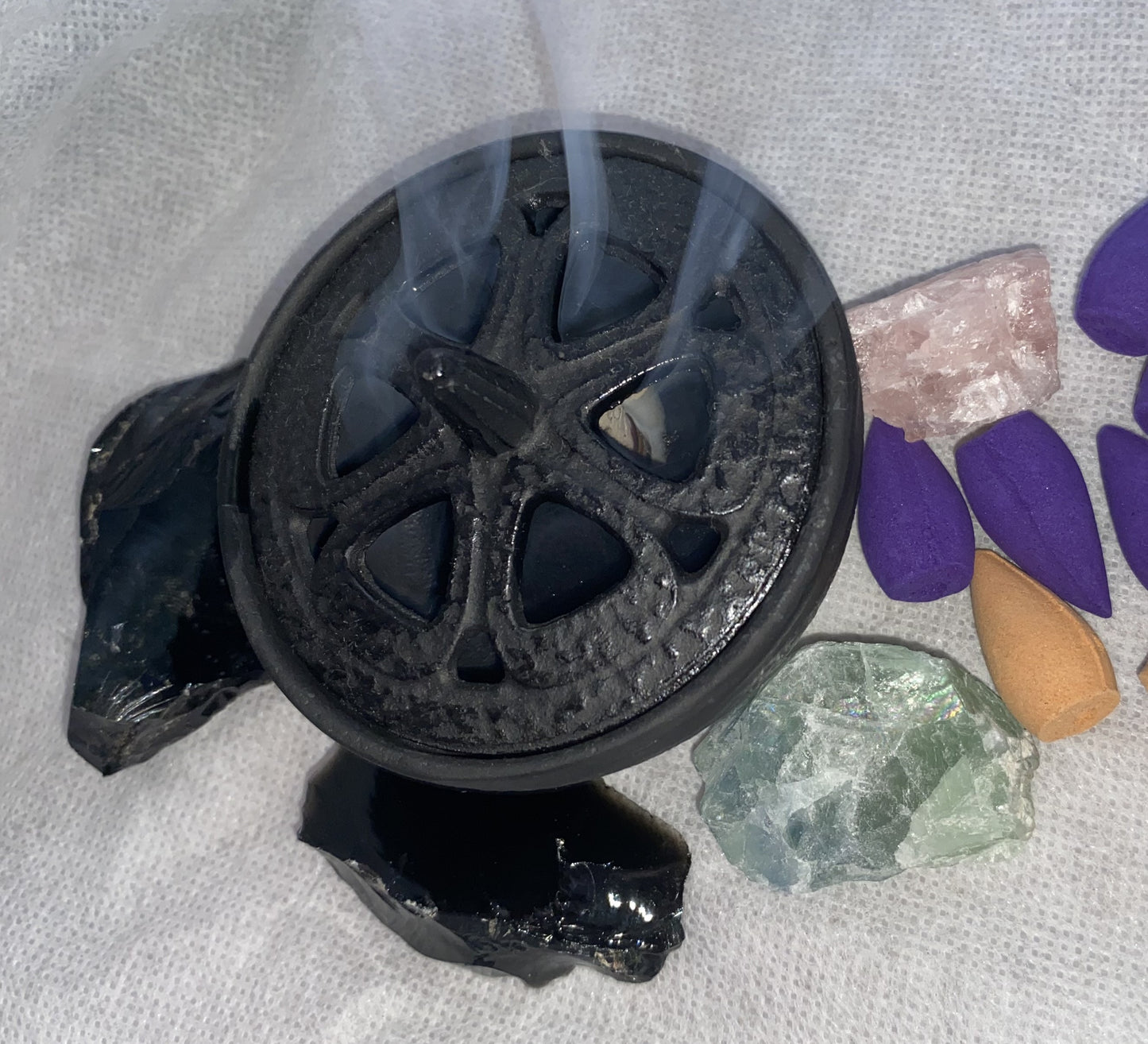 Vintage Cast Iron Classic Tripod Incense Burner Holder Black Cauldron