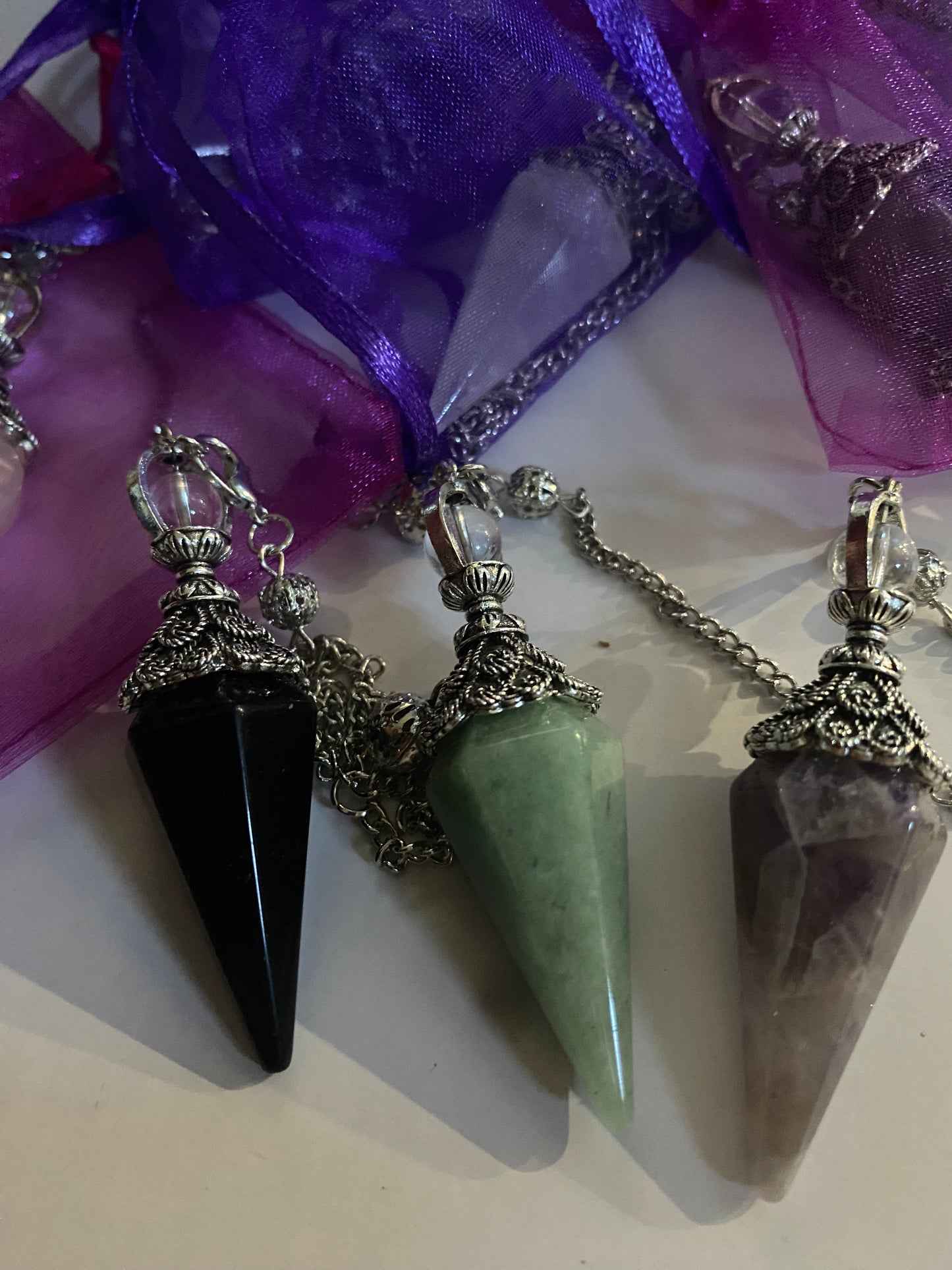 Natural Crystal Pendulum - Six Pyramid Hanging Divination Tool