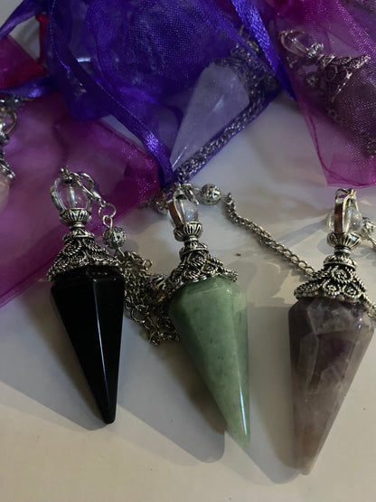 Natural Crystal Pendulum - Six Pyramid Hanging Divination Tool