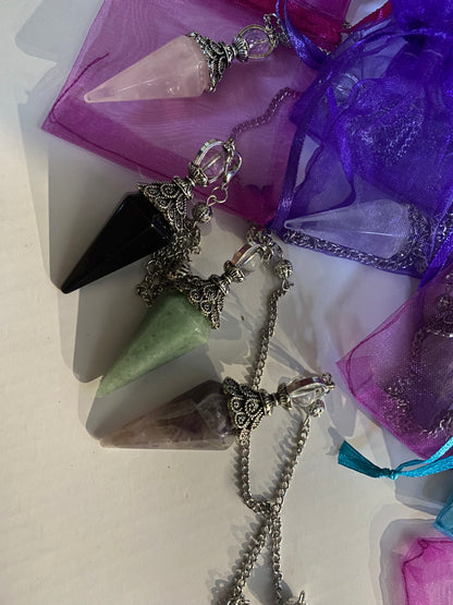 Natural Crystal Pendulum - Six Pyramid Hanging Divination Tool
