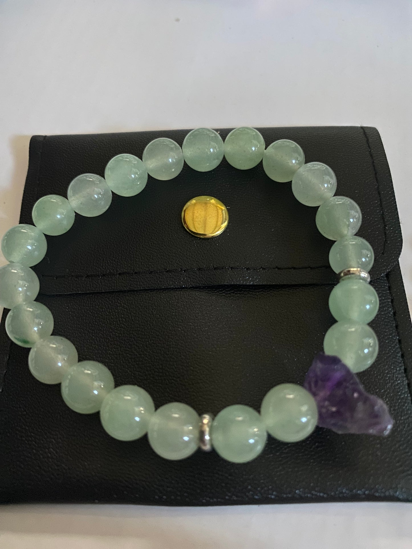 Natural Gemstone Bracelet With unique Crystal Amethyst centre