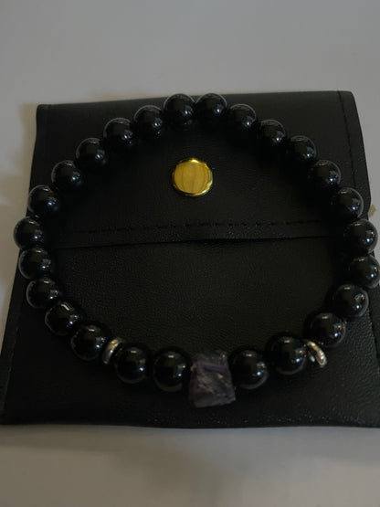 Natural Gemstone Bracelet With unique Crystal Amethyst centre
