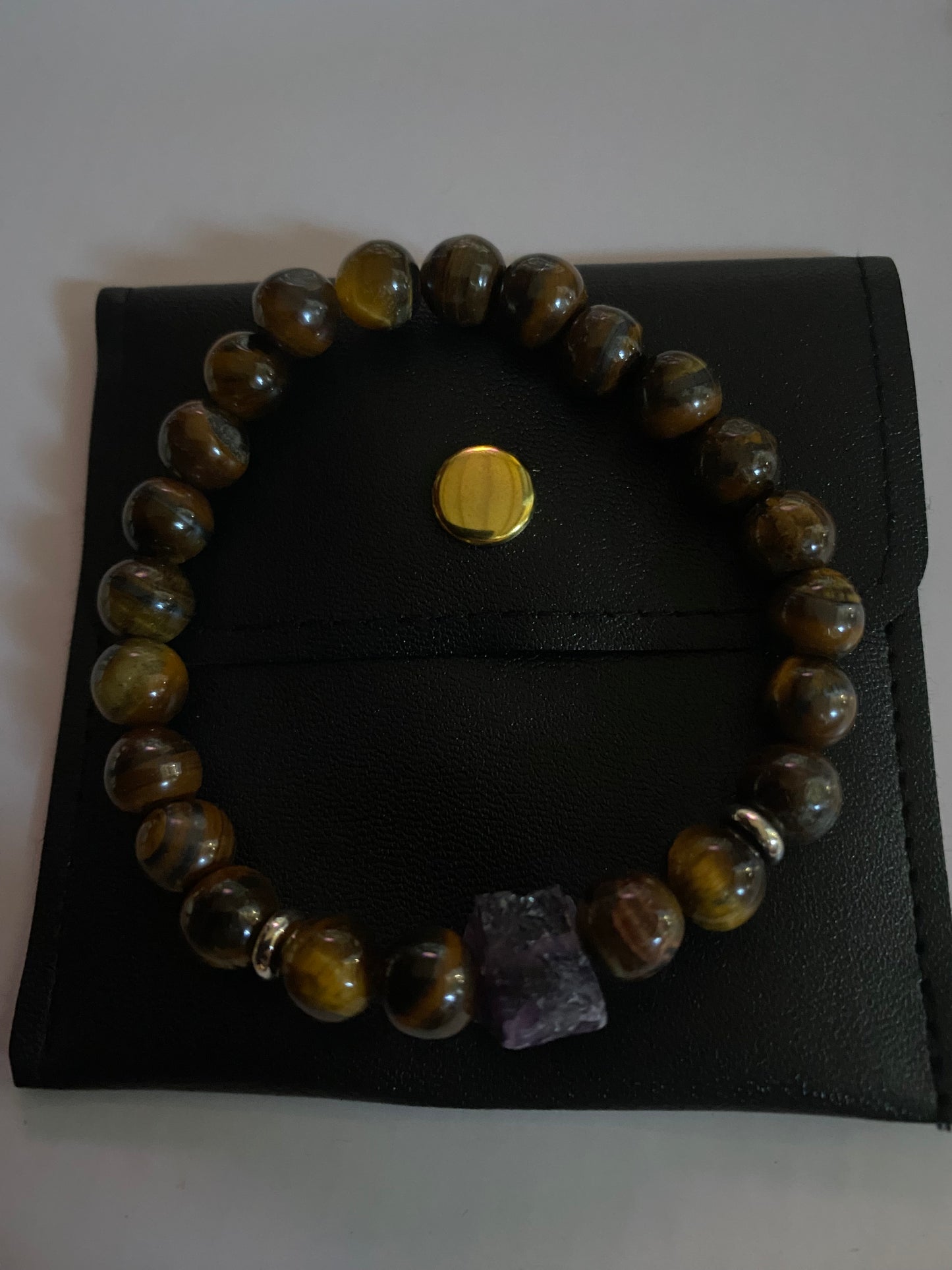 Natural Gemstone Bracelet With unique Crystal Amethyst centre