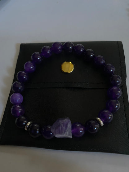 Natural Gemstone Bracelet With unique Crystal Amethyst centre