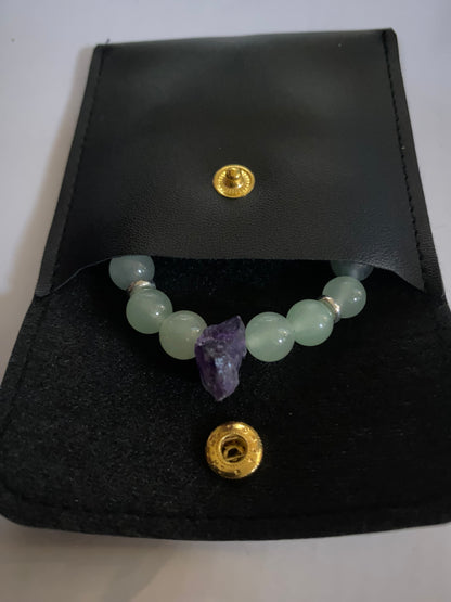 Natural Gemstone Bracelet With unique Crystal Amethyst centre