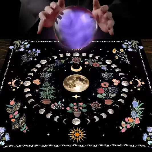 Celestial Moon Phase Tarot Cloth - Botanical Garden