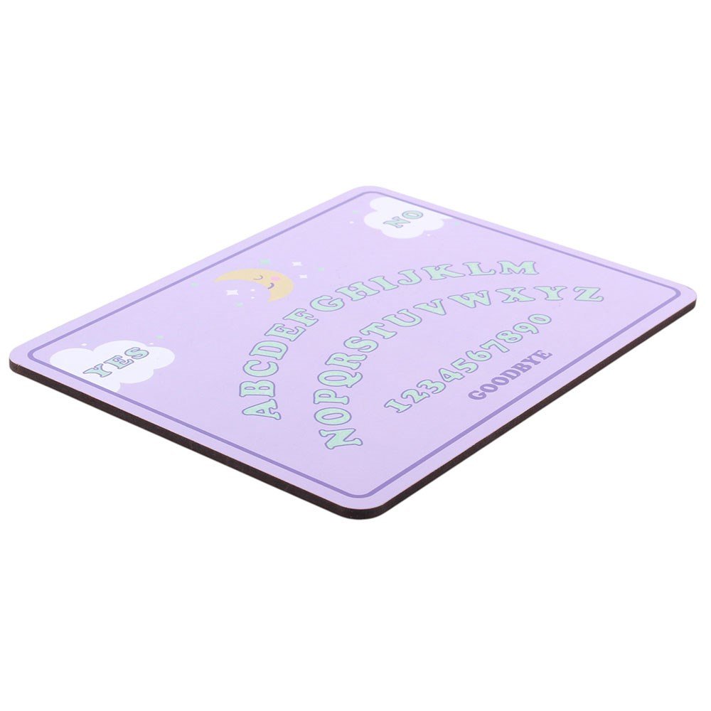Purple card with alphabet and numbers on a white background