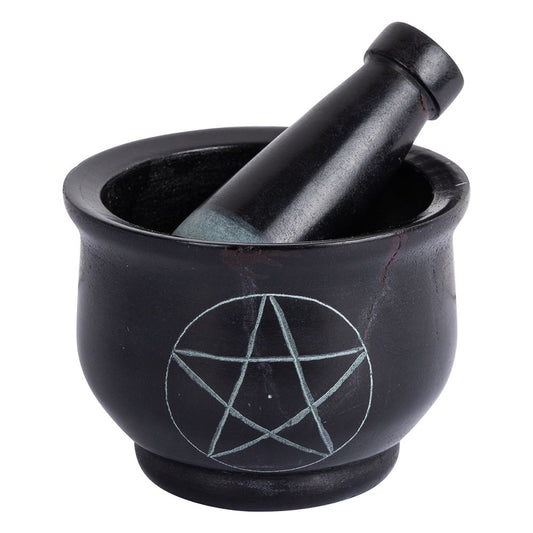 Pentacle Black Soapstone Mortar & Pestle