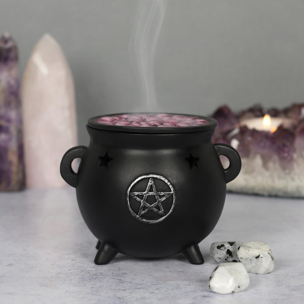 Pentagram Cauldron Incense Cone Burner with Removable Lid