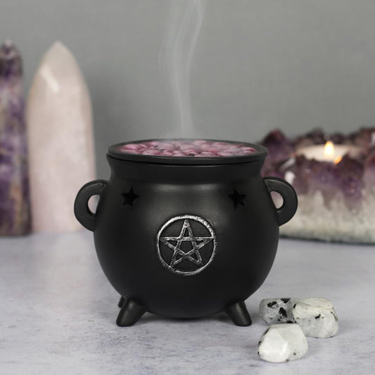 Pentagram Cauldron Incense Cone Burner with Removable Lid