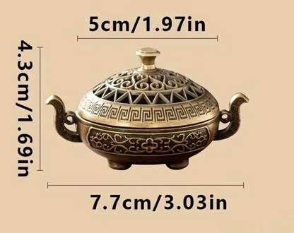 Elegant Brass Incense Holder – Intricate Metal Carvings, Traditional Chinese Design