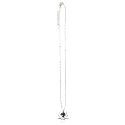 Spider Pendant Necklace with Black Obsidian