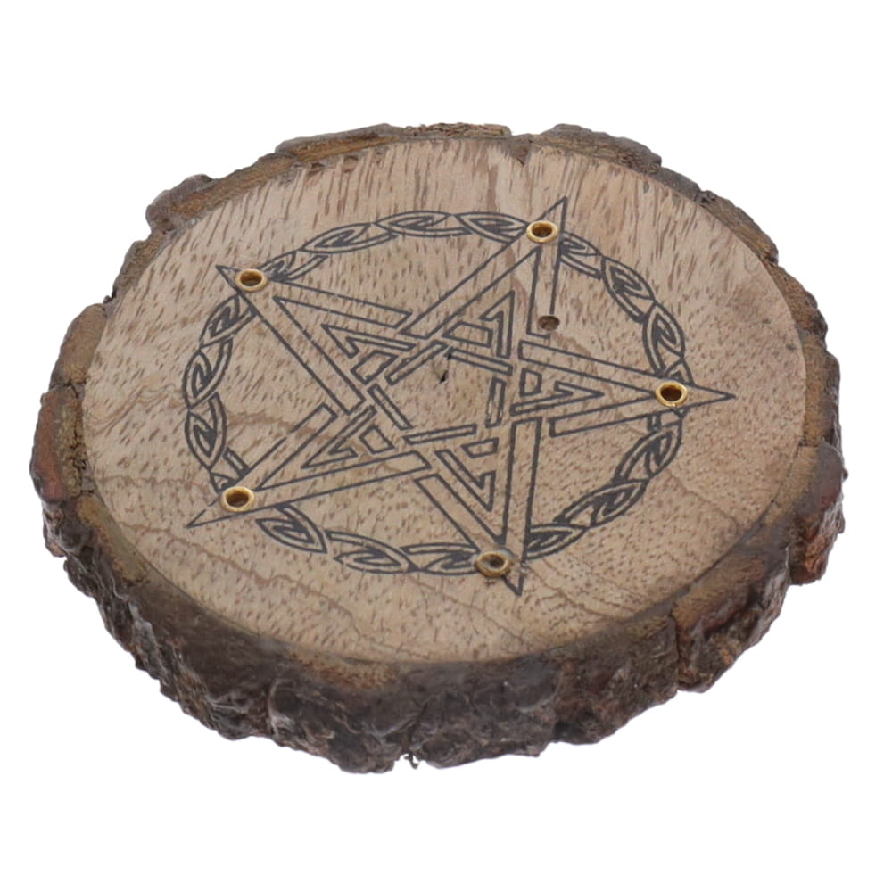 Celtic Pentacle Wooden Incense Holder – 10 cm
