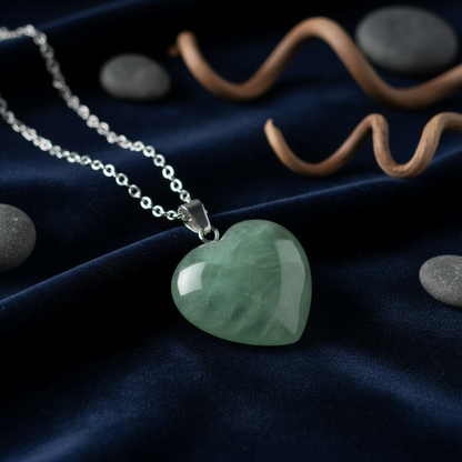 Aventurine Heart Pendant – Marble Background