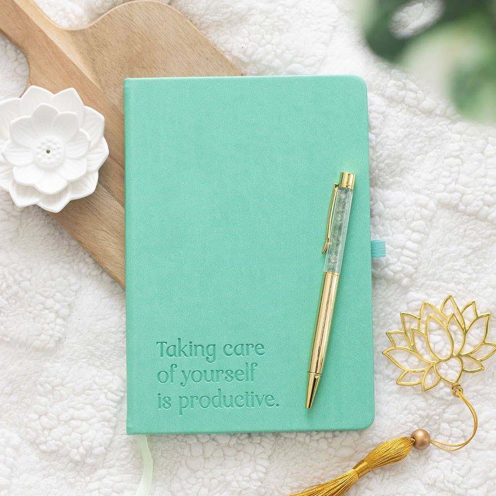A5 Wellness Journal with Aventurine Crystal Pen – Tranquil Retreat