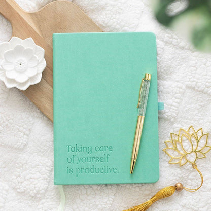 A5 Wellness Journal with Aventurine Crystal Pen – Tranquil Retreat