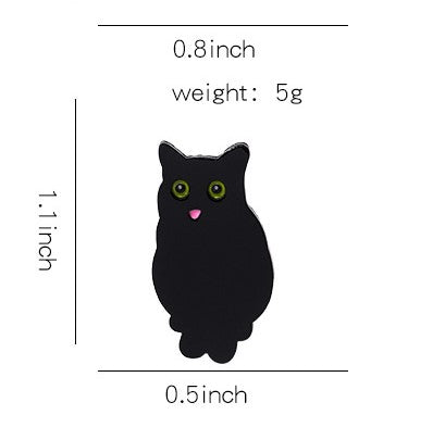 Sitting Black Cat Enamel Pin - Handmade Retro Brooch Badge