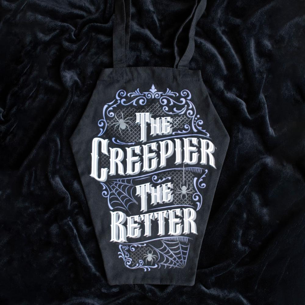 The Creepier the Better Coffin-Shaped Gothic Tote Bag
