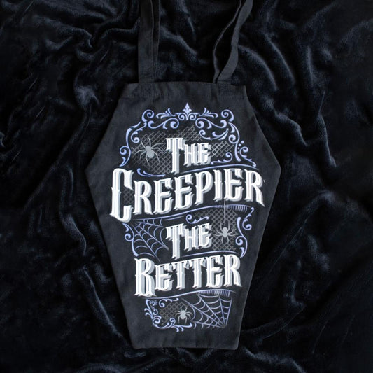 The Creepier the Better Coffin-Shaped Gothic Tote Bag