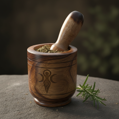 Goddess Wooden Mortar & Pestle Mockup - Minimal