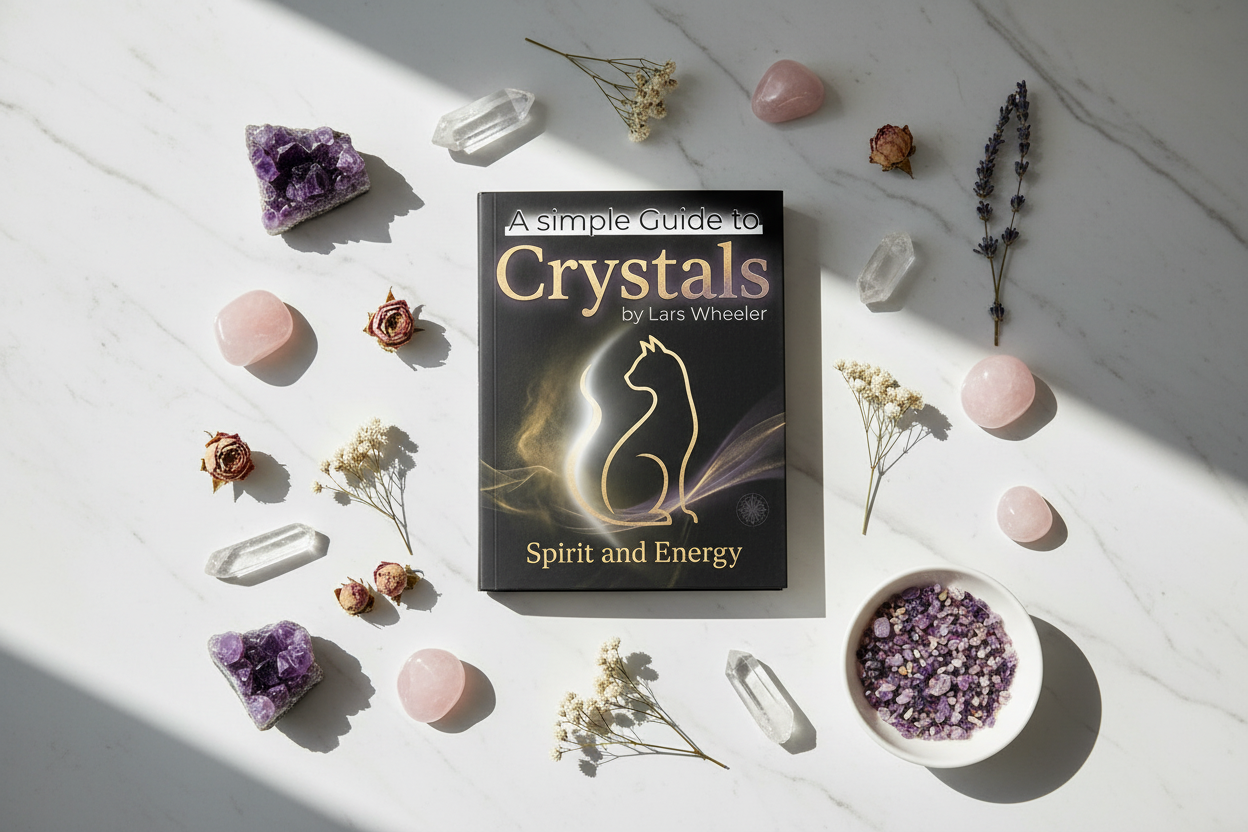 A Simple Guide to Crystals - styled flat lay with crystals and florals