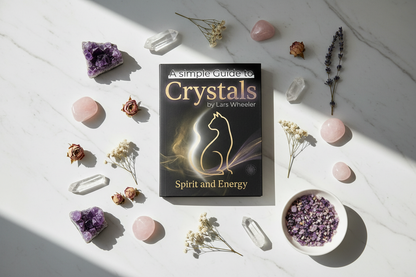 A Simple Guide to Crystals - styled flat lay with crystals and florals