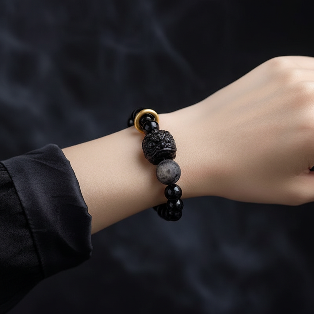 Lion Dance Obsidian Bracelet - Moody Editorial