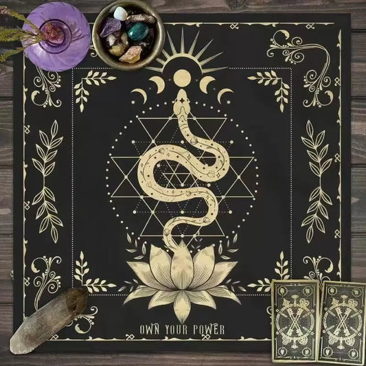 Own Your Power Serpent Tarot Cloth - Kundalini & Lotus