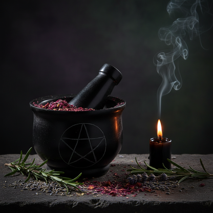 Pentacle Mortar & Pestle Mockup - Moody