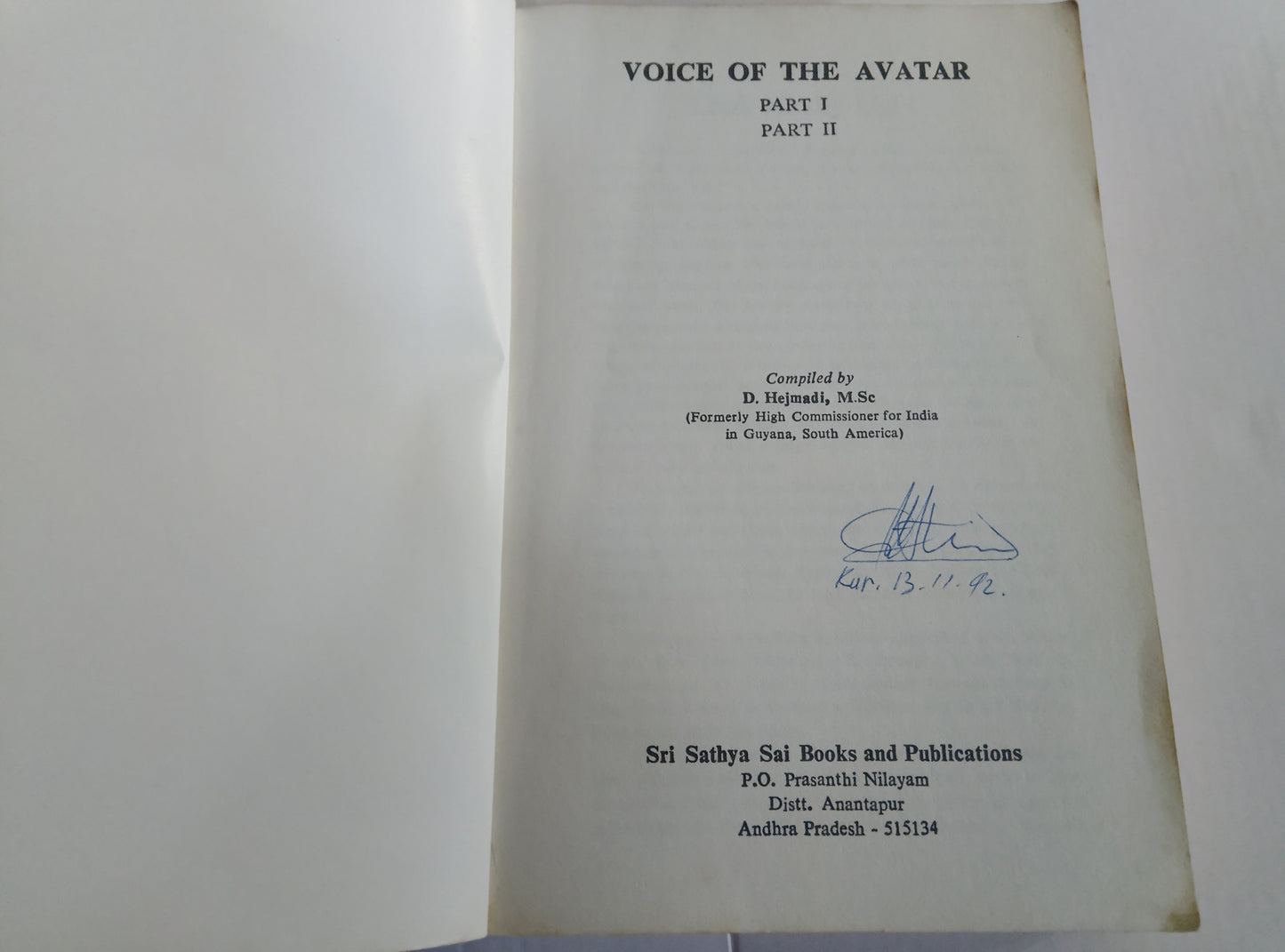 Voice of the Avatar – Sathya Sai Baba (Collectable 1992)