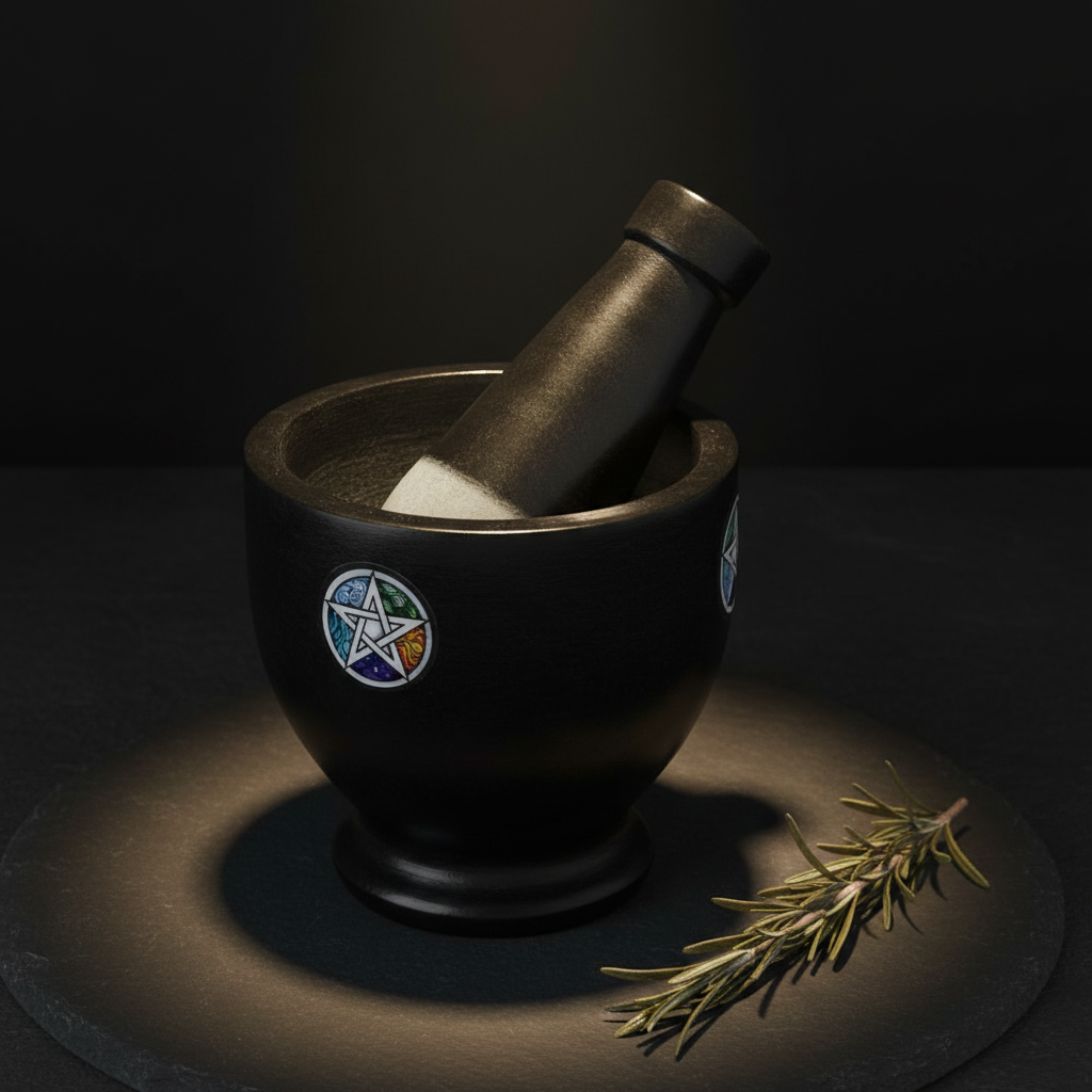 Soapstone Pentacle Mortar & Pestle Mockup - Minimal