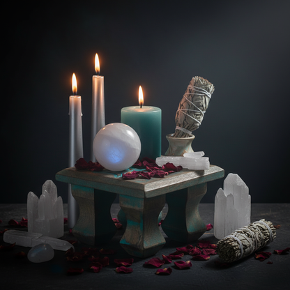 Triple Moon Antique Altar Table Mockup