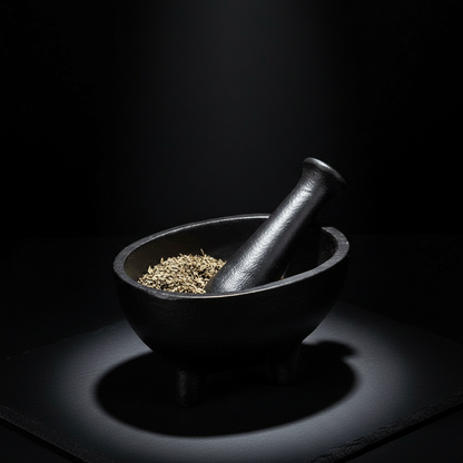 Wrought Iron Mortar & Pestle Mockup - Minimal